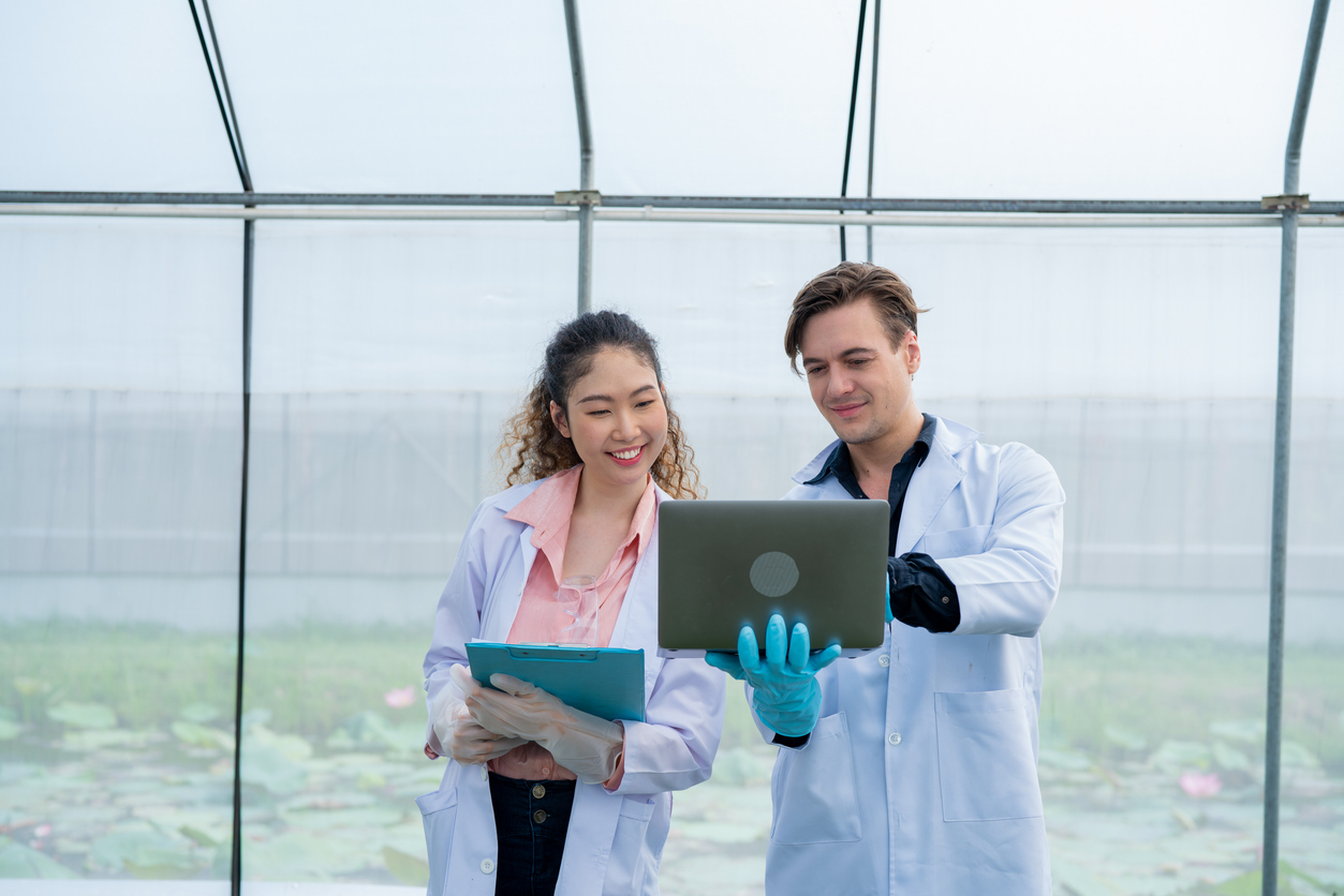 People use ipads in greenhouse