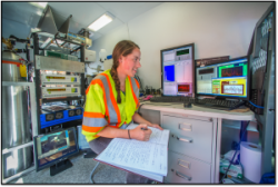researcher in van
